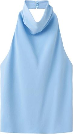 Mango Draped Halter Top in Sky Blue at Nordstrom, Size Large