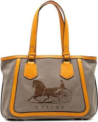 Celine Pre-owned Tote Bags, female, Beige, Size: ONE SIZE Pre-owned Vintage Canvas Tote
