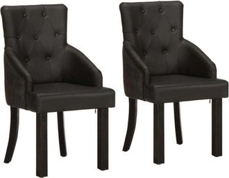 vidaXL Vidaxl - Sillas De Comedor 2 Unidades Cuero De Cabra Aut&eacute;ntico Negro