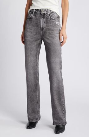 Rag & Bone Miramar Shea Relaxed Straight Cotton Terry Sweatpant Jeans in Raven at Nordstrom, Size 25