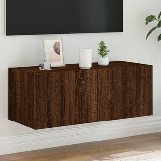 vidaXL Vidaxl - Mueble De Tv De Pared Con Luces Led Marr&oacute;n Roble 80x35x31 Cm