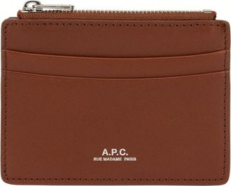 A.P.C. Andre Cardholder - Heren - Portefeuilles - Bruin - ONE Size - Leer - Accessoires