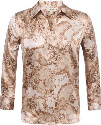 L'agence Dani blouse met bloemenprint - Beige