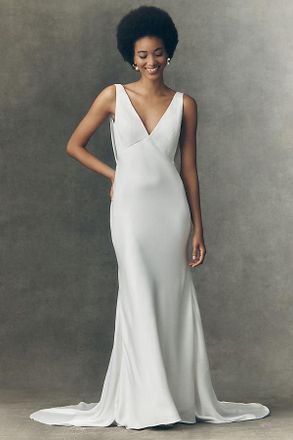 Jenny Yoo Jenny by Jenny Yoo Remy Satin V-Neck Open-Back Wedding Gown