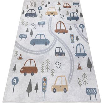 RugsX Rugsx - Alfombra Bono 8436 Carros, Calle Crema / Gris Claro Multicolour 200x290 Cm