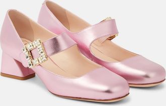 Roger Vivier Tres Vivier metallic leather Mary Jane pumps