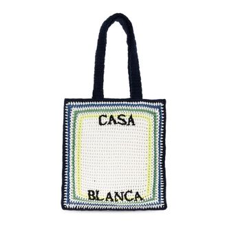 Casablanca Stripe Crochet Bag - unisex - Shoppers - Wit - ONE Size - Katoen - Tassen
