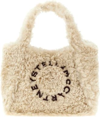 Stella McCartney Shearling Logo Tote Bag - Dames - Tassen - Beige - Maat: ONE Size Zijde