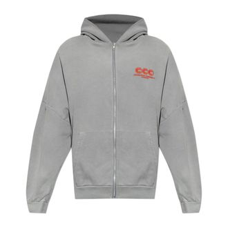Willy Chavarria Zip-throughs, male, Gray, Size: L Oversize Sweatshirt