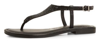 Tamaris Riemchensandale TAMARIS, Damen, Gr. 38, schwarz, Leder, gl&auml;nzend, unifarben, Schuhe Riemchensandale, Sandalette, Sommerschuh, Festtagsschuh, funkelnde