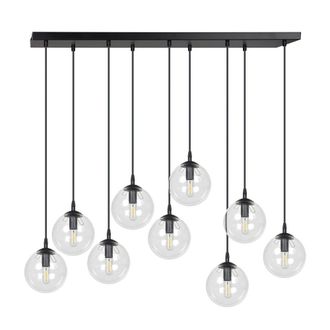 Wonderlamp Regleta de techo estilo vintage con 9 esferas de cristal transparente