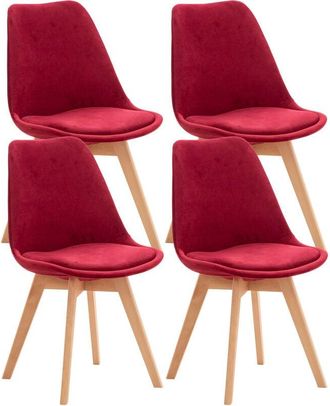 Clp Set 4 Sedie Pranzo Linares rosso Velluto