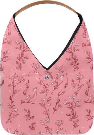 Generic Floral Pink Reusable Lightweight Grocery Bags - Foldable Into Compact Pouch, Washable & Sturdy, Multipurpose for Shopping and Travel