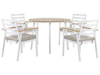 Beliani Conjunto de comedor 4 personas de aluminio blanco