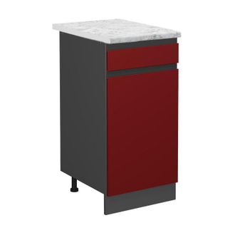 Vicco Mueble Bajo De Cocina R-line, Rojo, 40 Cm Et M&aacute;rmol