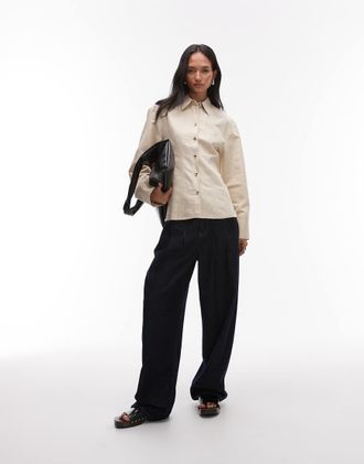 & Other Stories Camicia giacca modellante beige con spalle voluminose-Neutro