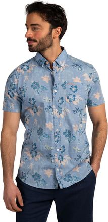 N-Z-A- NEW ZEALAND AUCKLAND Blauwe geprint casual overhemd New Zealand katoen
