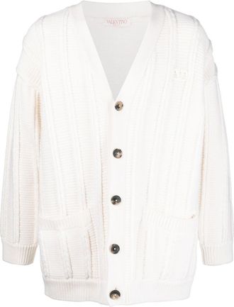 Valentino Garavani ribbed-knit cardigan - men - Acrylic/Viscose/Wool/Virgin Wool - S - Neutrals