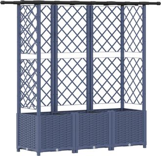 vidaXL Cama Elevada Con Trellis Y Techo Gris 163,5 X 40 X 136 Cm Pp Vidaxl