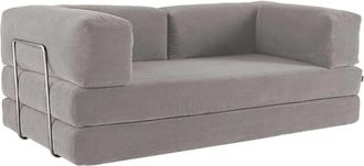 Sweeek Sof&aacute; cama con fut&oacute;n plegable en pana y estructura cromada, 3 plazas