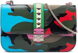 Valentino Pre-owned Valentino Medium Nappa and Canvas Camouflage Rockstud Glam Lock Crossbody BL-I398PCE2