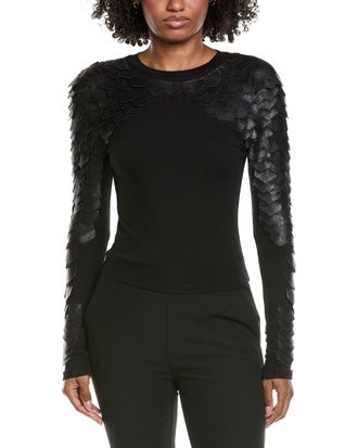Gracia Scale Patched Long Sleeve Top