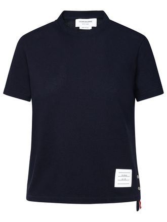 Thom Browne relaxed Navy Textured Cotton T-shirt