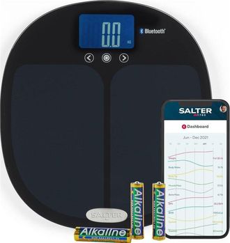 Salter Balanza De Ba&ntilde;o Salter 9192 Bk3r Curve Con Bluetooth Smart Y Analizador, Color Negro