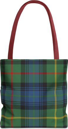 Generic Green Blue Tartan Plaid Tote Bag, Checkered Shopping Bag, Eco-Friendly Shoulder Bag, Reusable Grocery Tote, Stylish Beach, Red, 18 × 18