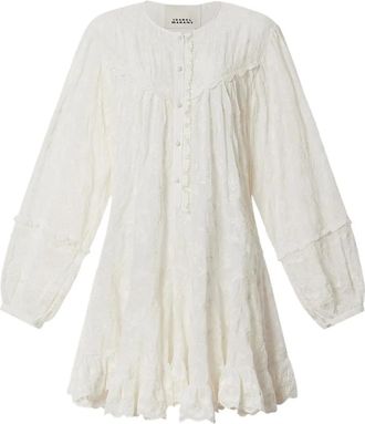 Isabel Marant Zame jurk met ruches en borduurwerk - Wit