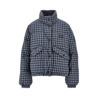 Miu Miu Flannel and tec pong&eacute; reversible down jacket Woman 38