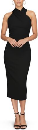 Rachel Roy Harland Crossover Halter Midi Dress in Black at Nordstrom, Size Xx-Large