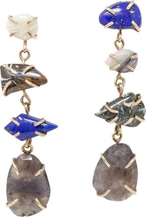 Melissa Joy Manning Lapis Opal Labradorite Jasper Earring In Blue