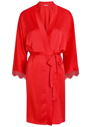 Simone P&eacute;r&egrave;le Simone P&Eacute;R&Egrave;LE Satin Secrets Lace-trimmed Satin Robe - Pink - S/M (UK10-12 / M)