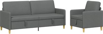 vidaXL Juego De Sof&aacute;s Con Almacenamiento 2 Uds. Gris Oscuro Poli&eacute;ster Vidaxl