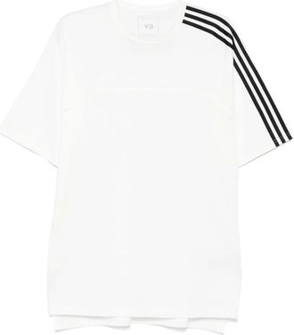 Yohji Yamamoto T-shirt con degttaglio a 3 righe - Bianco