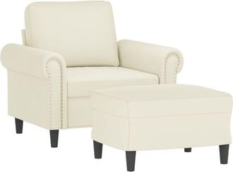 vidaXL Sill&oacute;n Con Taburete Terciopelo Crema 60 Cm Vidaxl