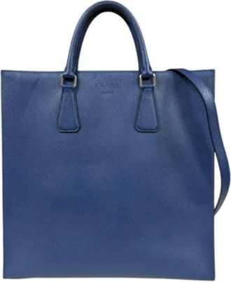 Prada Pre-owned Tote Bags, female, Blue, Size: ONE SIZE Pre-owned Leather prada-bags