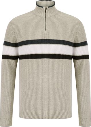 Kensington Eastside Mens Geoffrey Striped Quarter Zip Neck Knit Jumper