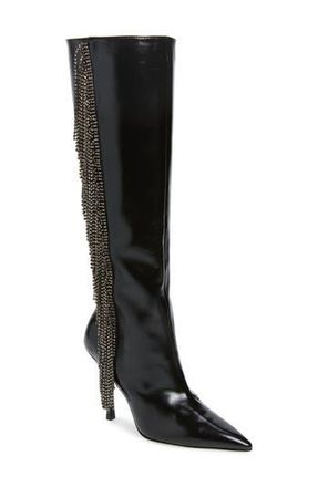 Stuart Weitzman Crystal Fringe Boot in Black Diamond at Nordstrom Rack, Size 11.5