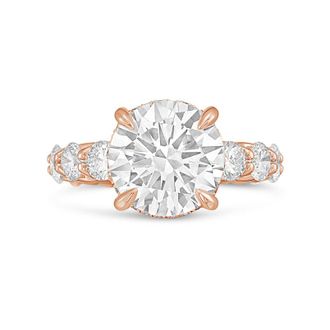 Diana M. Jewels 18kt rose gold lab grown 10ct Lab Grown Round Diamond Halo Ring with Diamond Accents