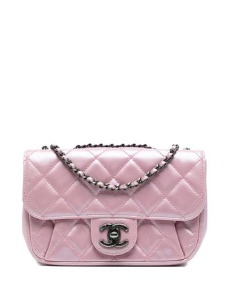 Chanel 2015-2016 Mini Quilted Metallic Calfskin Coco Pleats Chain Flap crossbody bag - Rosa