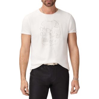 John Varvatos Skull Tiles Raw Edge Graphic T-Shirt in Salt at Nordstrom, Size Xx-Large