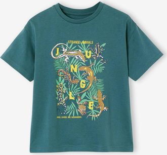 Vertbaudet T-Shirt mit XL-Tierprint Jungen, mit Recycling-Baumwolle aqua