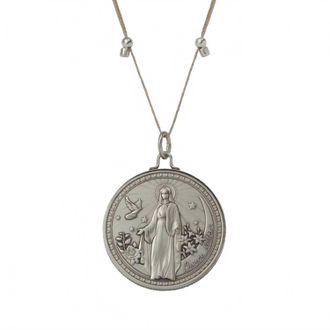 Livy Womens Mother Mary And Archangel Michael Protection Necklace In Antique Silver