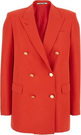 Tagliatore Red Solid Notched Lapel Blazer