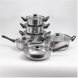 Trade Shop Trade Shop - Conjunto De Bater&iacute;a 12 Unids En Tapa De Acero Inoxidable De Inducci&oacute;n Con V&aacute;lvula De Seguridad