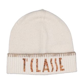 Alviero Martini 1A Classe Accessories, female, Beige, ONE SIZE, Cashmere Blend Beanie with Blanket Stitch