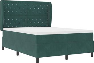 vidaXL Box Spring Bed with Mattress Dark green 140 x 200 cm Velvet vidaXL