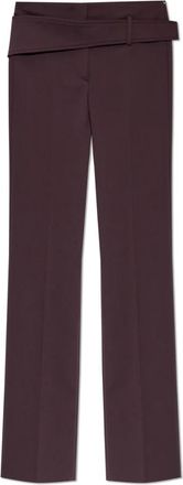 Sportmax Gekreukelde broek Banda - Dames - Straight fit broeken - Rood - XS - Wol - Broeken